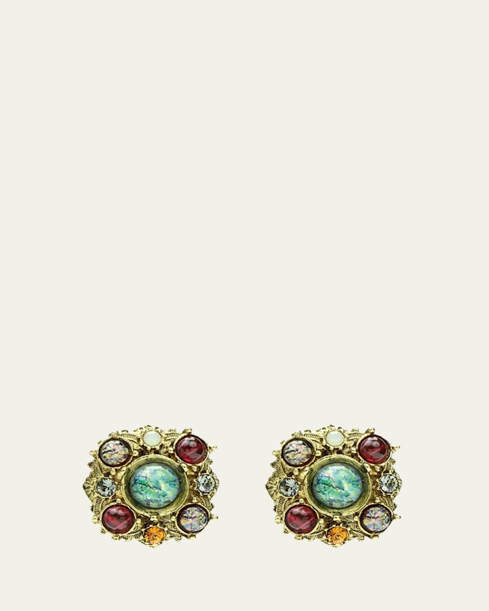 Multicolor Round Clip-On Stud Earrings
